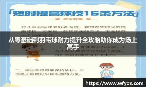 从零基础到羽毛球耐力提升全攻略助你成为场上高手